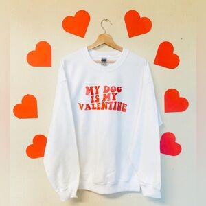 Valentine's Dog Sweatshirt - White with Red Print